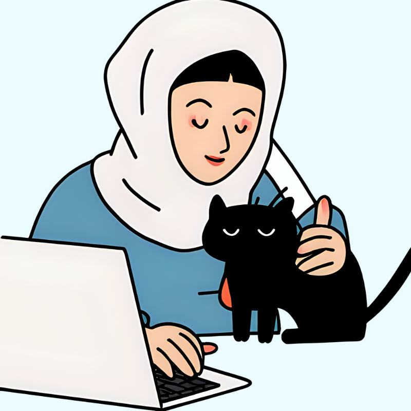 me with my cat. studying with my cat